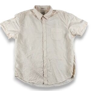 J.Crew Shirt Men XL Beige Classic Fit 100% Linen Short Sleeve Button Down Pocket